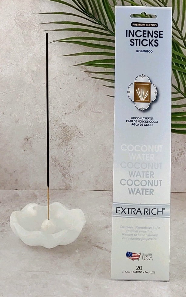 Genieco Extra Rich Incense Sticks, Coconut Water Fragrance (Light Blue), 20 Count Fruity Scent Family