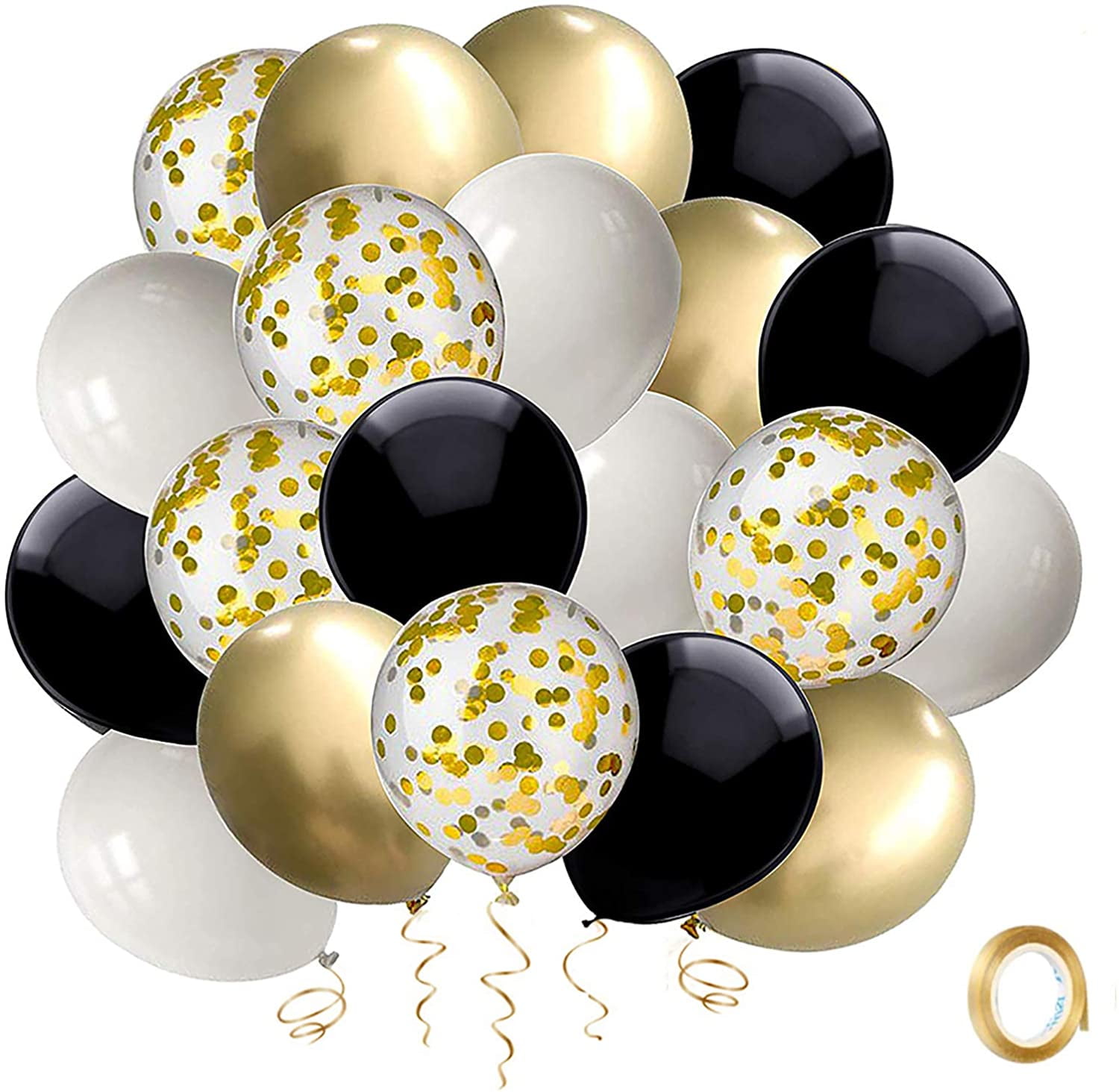 Anniversary Party Balloons 20 Pcs White & Confetti Latex Balloons 4 Creative Foil Balloons for Engagement Party Decorations