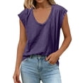 thumbnail image 4 of DYTTDG Women's Cap Sleeve Tank Top, Deep V Neck Loose Fit Top, Solid Color Summer Casual Tee, 4 of 8