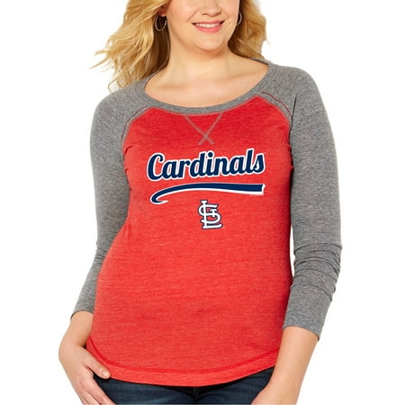- St. Louis Cardinals Soft as a Grape Women's Plus Size Long Sleeve Raglan T-Shirt - Heather Red