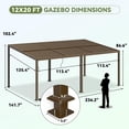 thumbnail image 5 of MELLCOM Gazebo 12x20 with Adjustable Galvanized Steel Roofs, All Aluminum Frame Permanent Pergola for Patio, Outdoor Freestanding Shelter, Dark Brown, 5 of 5
