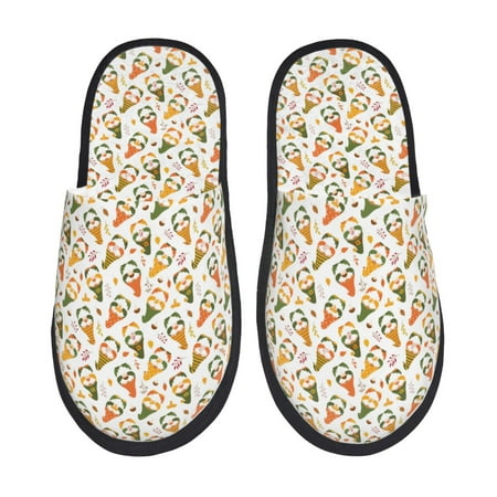 Balery Autumn Gnomes Holding Mushroom Slient Indoor Furry Fleece Comfort House Shoes Soft Non-Slip Home Shoes Cotton slippers House Slippers-- Medium