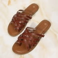 thumbnail image 5 of Pennysue Women Strappy Slippers Summer Brown Flat Sandals Size 10, 5 of 8