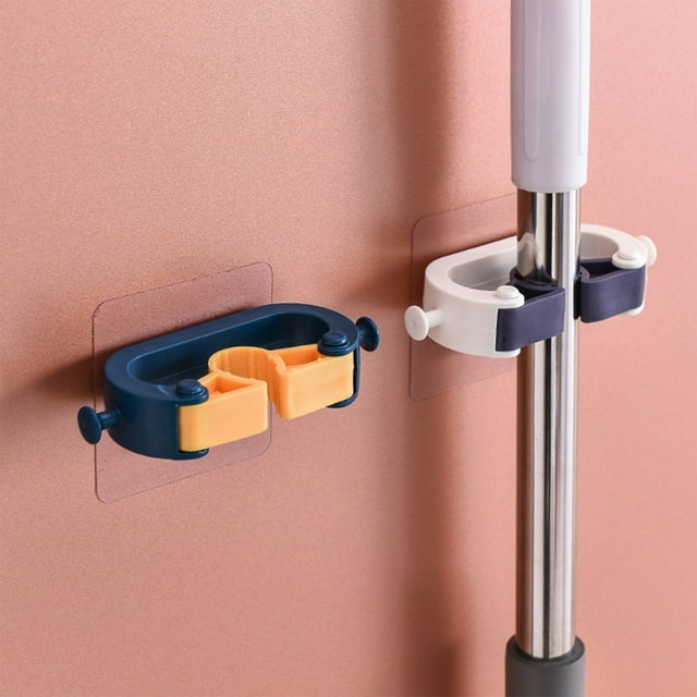 mfyjkho Soporte de pared para trapeador, sin perforaciones, de TPE, resistente, multifuncional, con adhesivo para baño, 11 x 2 cm, 1 unidad.