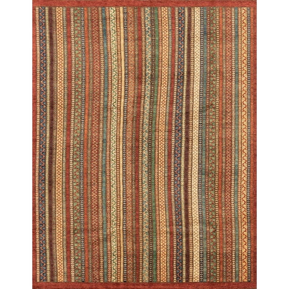 Ahgly Company Indoor Rectangle Abstract Red Abstract Area Rugs, 8' x 12'