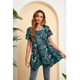 thumbnail image 3 of ENMAIN Women Tunics Plus Size Tops Short Sleeve Tunic Tops to Wear with Leggings Floral Dressy L, 3 of 8