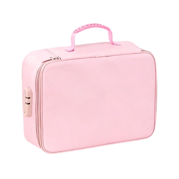 Portable Document Organizer with Lock, Pink File Storage Box for Home Office and Travel, Secure Storage Case for Important Papers and Documents, Office Organization Accessories