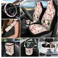 thumbnail image 2 of Jeiento Cute Cat Car Seat Cover Full Set of 15 Steering Wheel Cover Seat Belt Strap Cover Trash Can Rear View Mirror Cover Auto Coaster Wristlet Keychain Air Vent Storage Bag Pink Cherry Blossom, 2 of 7