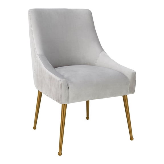 Pemberly Row 19" Transitional Velvet Side Chair in Light Gray
