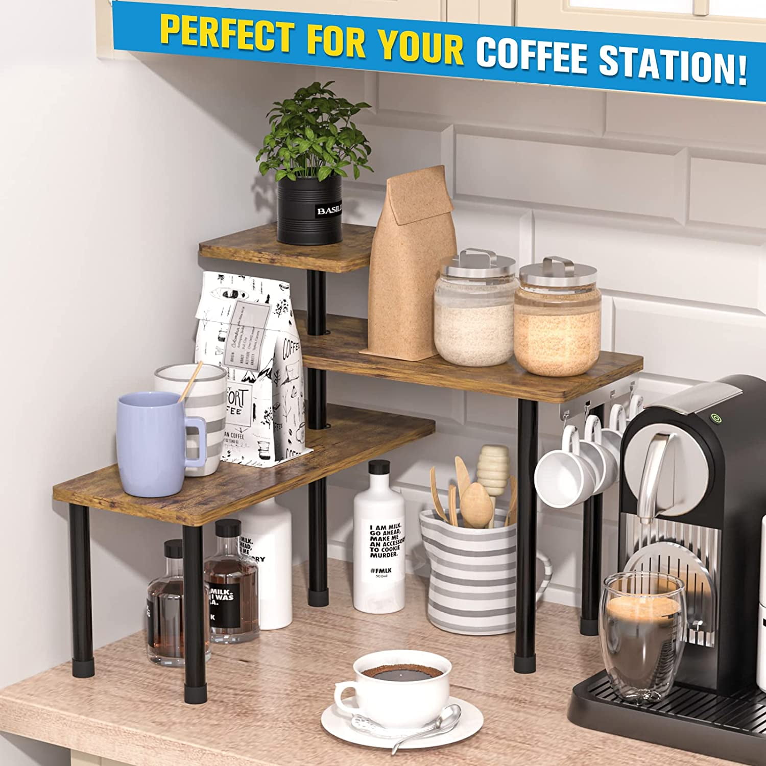 Coffee Tea Spice Station Kitchen Organizer Cabinet  Wood Desk Table T –  Primo Supply l Curated Problem Solving Products