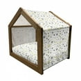thumbnail image 2 of Christmas Pet House, Snowy Winter Concept Art with Holiday Theme Color Spots and Snowflakes, Outdoor & Indoor Portable Dog Kennel with Pillow and Cover, 5 Sizes, Grey Yellow White, by Ambesonne, 2 of 5