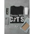 thumbnail image 3 of "Sleep With Cats" Quote, Cat Graphic As "A" Men Black T-Shirt, Male Large, 3 of 4