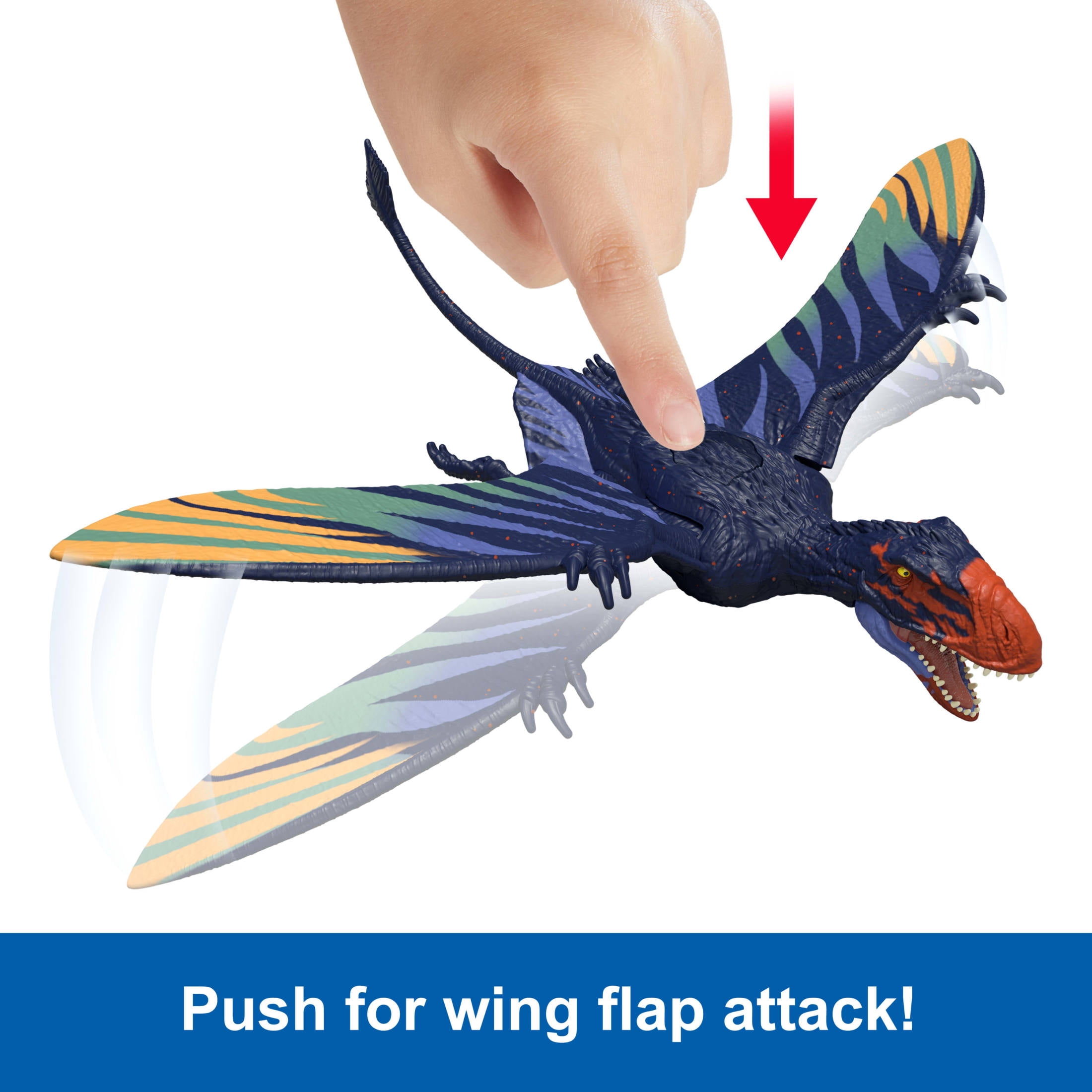 Jurassic World Strike Attack Dimorphodon Dinosaur Figure, Single Action & Posable, Digital Play