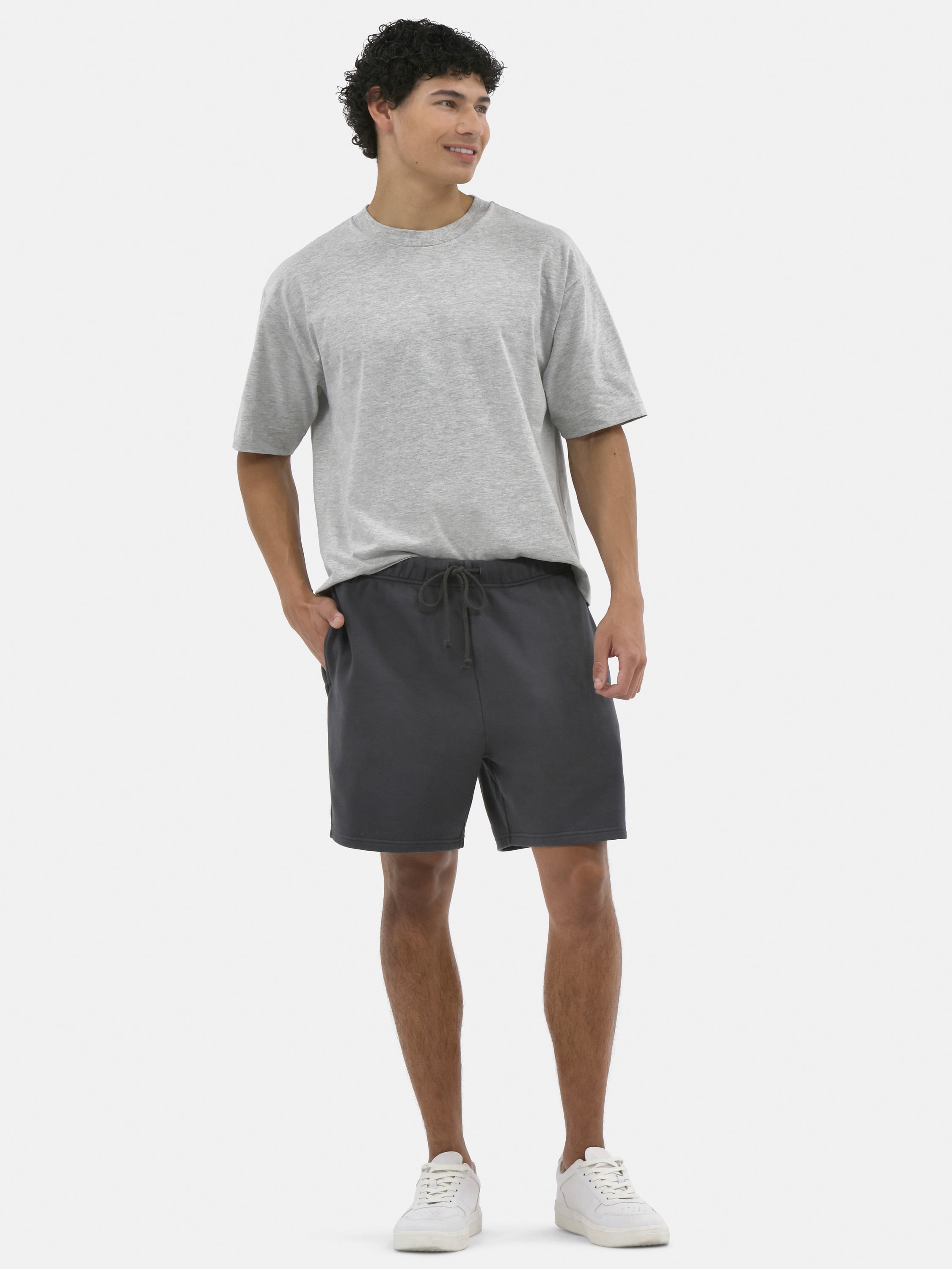 No Boundaries Cotton Oversized Cropped Tee with Short Sleeves, 2-Pack, Men's and Big Men's XS-5XL