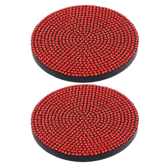 2 Pcs Coaster Rhinestone Dining Room Table Decor Car Coasters for Women Non-skid Cup Miss Holder Accessories Red Pvc