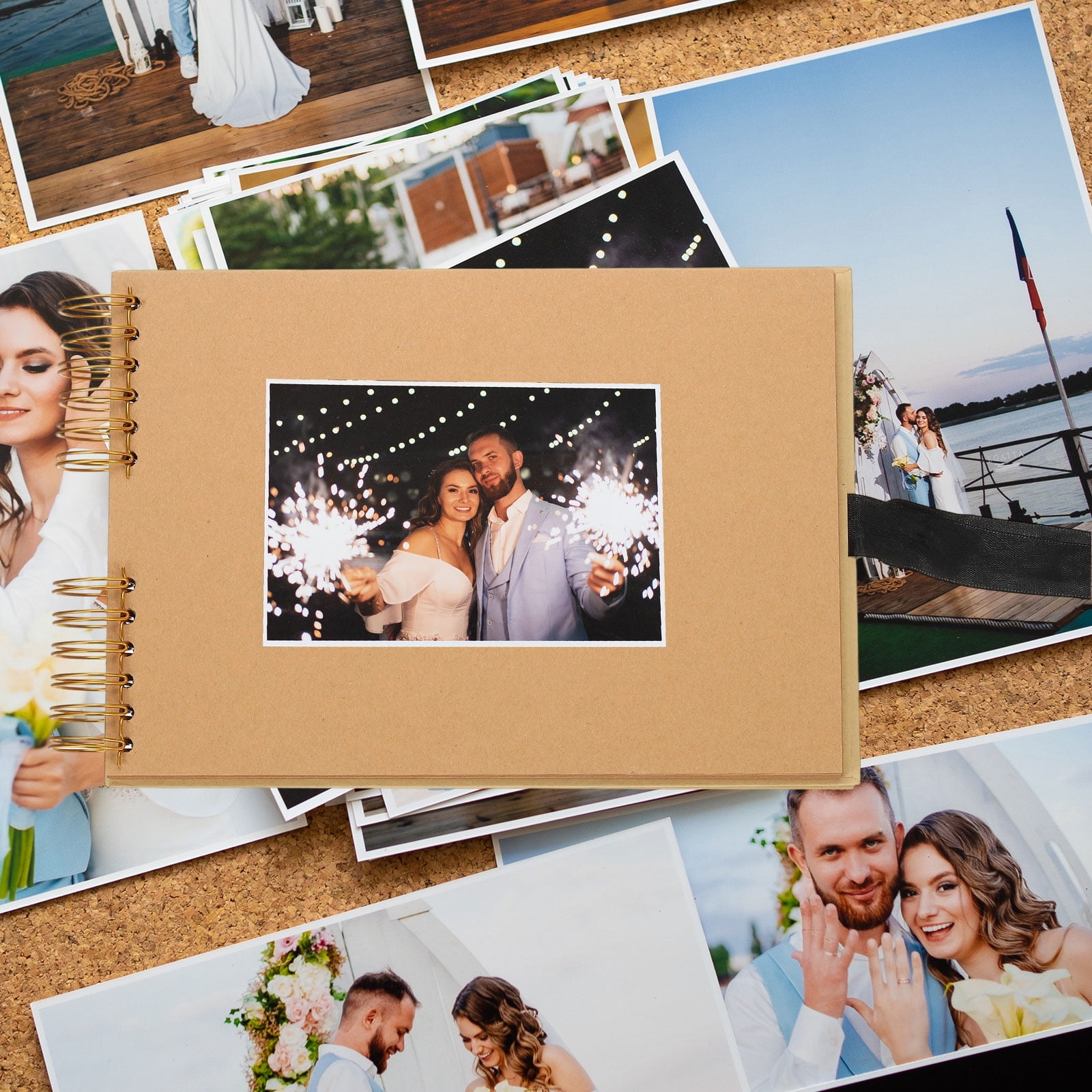 Uxcell Scrapbook Photo Albums, 8x12 Inch 80 Pages with Sticker and Ribbon, Black, 2 Pcs
