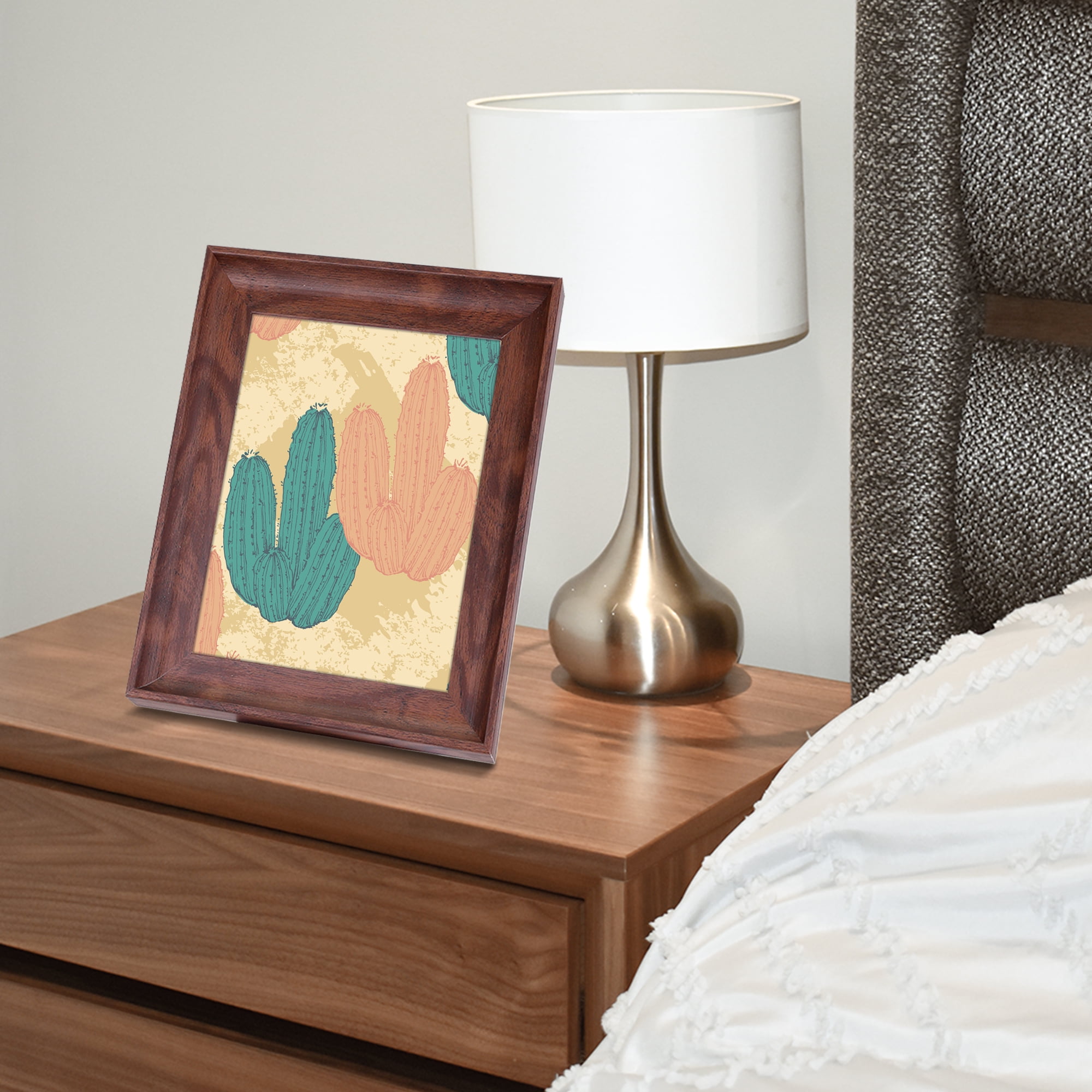 Unique Bargains Photo Frame Tabletop Display Picture Frame Wood Color 8x10