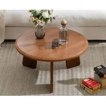 chairus 32'' Round Coffee Table Solid Wood Side Table Cute Circle End Table for Living Room, Home Decor, Balcony, Walnut