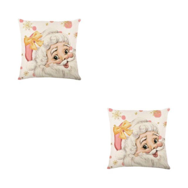 Bearachild Funda De Almohada Navideña Decoración De Amplia Aplicación Hecha con Lino Funda De Cojín Fácil De Poner Rosa Tipo 1 Rosa Tipo 1 2Conjunto