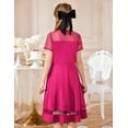 thumbnail image 3 of Arshiner Tween Girls Dress Formal Contrast Mesh Short Sleeve A Line Party Dresses with Pockets, 3 of 7