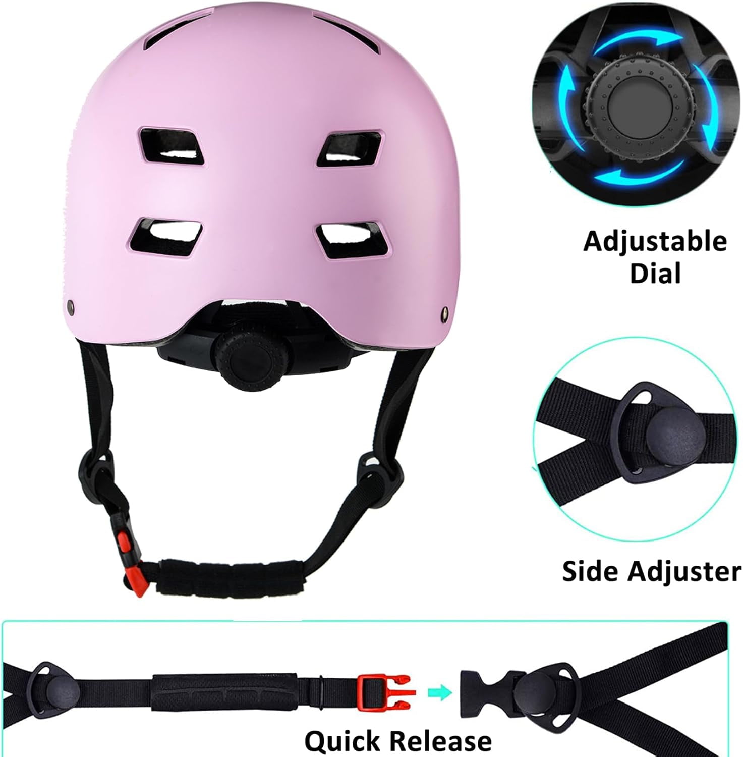 Bavilk Kids Skateboard Bike Helmets CPSC Certified Multi Sports Scooter Inline Roller Skating 3 Sizes Adjustable for Girls Boys White S並行輸入
