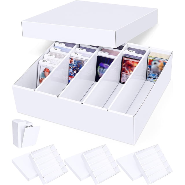 Row Trading Card Storage Box Cardboard Storage Box with Divider for Mtg Tcg Sports Cards