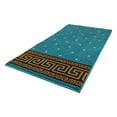 thumbnail image 4 of Modefa Turkish Islamic Luxury Prayer Carpet | Rolled Velvet Kilim Rug | Free Prayer Cap Kufi & Beads | Orange & Turquoise Labyrinth, 4 of 7