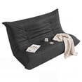thumbnail image 4 of Furmax 66.5" Oversized Floor Sofa Couch, 2-Seater Leather Lazy Sofa Chair with Cup Holders for Gaming, Movie Nights, Living Room & Dorm, No Assembly Required, Black, 4 of 7