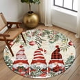 thumbnail image 3 of Beige Christmas Round Rug 5ft Washable Circle Kitchen Rugs Non Slip Gnomes Xmas Tree Poinsettia Eucalyptus Large Area Rug Indoor Floor Carpet for Bedroom Living Room Home Office Dining Room Nursery, 3 of 8