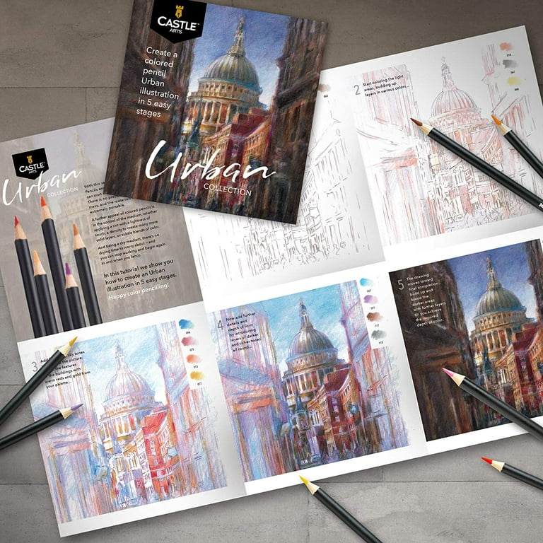 Castle Arts Themed 24 Colored Pencil Set in Tin Box, Perfect