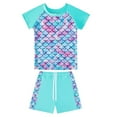 thumbnail image 4 of Girls Rash Guard 2-Piece Swimwear Fish Scale Pattern Swimwear Upf 50+ Uv for 4-12Y, 4 of 6