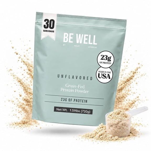 Be Well by Kelly Unflavored Grass-Fed Beef Protein Powder, 23G of Protein & Zero Carbs (1 Ingredient, 30 Servings) 9 Amino Acids 3 BCAAs No Soy, No Dairy, Stevia-Free, No Sugar Added 1.59lb 720g