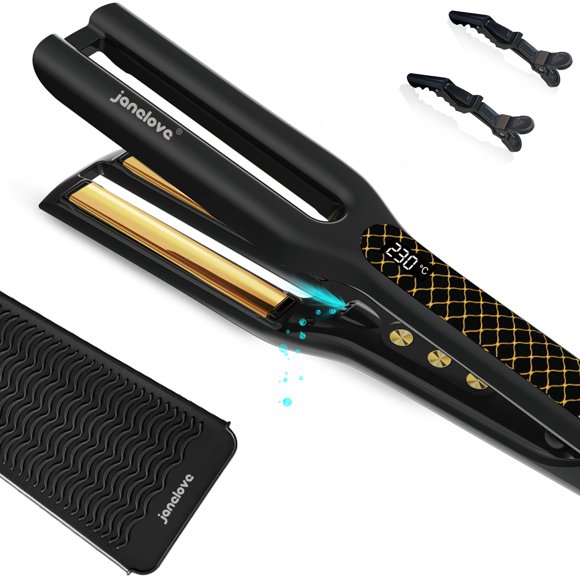 Plancha de pelo janelove Plancha alisadora de titanio 4X 0,5-2x Plancha alisadora de mayor eficiencia con alfombrilla de silicona resistente al calor 10 millones de lons negativos Cuidado del cabello