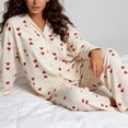 thumbnail image 5 of Naittoop Womens Pajama Set Long Sleeve Button Down 2 Piece Heart Print Sleepwear Cute Shirt Long Pants Matching Sets, 5 of 5