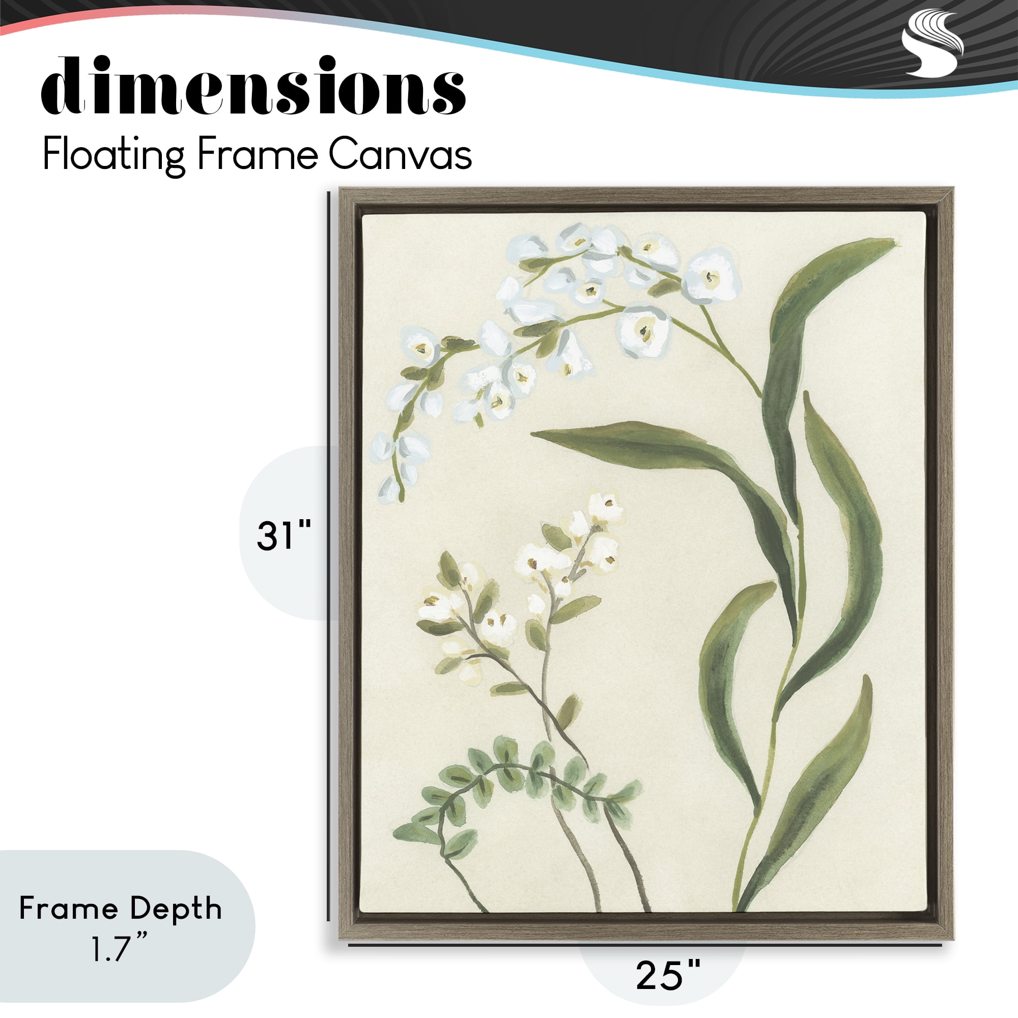 Stupell Industries Neutral Snowdrop Stems Brown Framed Floater Canvas Wall Art, design by June Erica Vess