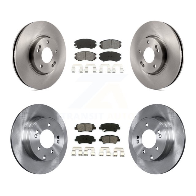 Transit Auto Front Rear Disc Brake Rotors and Semi-Metallic Pads Kit for Car Hyundai Sonata 3.3L K8S-101310