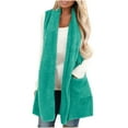 thumbnail image 2 of CKpwisy Womens Long Fuzzy Open Front Cardigans Winter 2025 Sleeveless Sherpa Vest with Pockets Open Front Fleece Cardigan Sweater warm Jacket Coat, 2 of 6