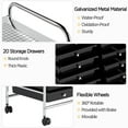 thumbnail image 6 of Alden Design 20 Drawers Metal Frame Storage Cart Rolling Bin with Lockable Wheels, Black, 6 of 10