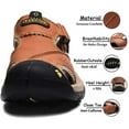 thumbnail image 3 of Visionreast Men Sandals Leather Outdoor Hiking Sandals Waterproof Athletic Sports Sandals Fisherman Beach Shoes Closed Toe Water Sandals, 3 of 7