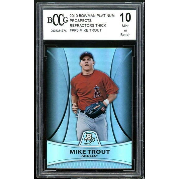 2010 Bowman Platinum Pros Refractors Thick #5 Mike Trout RC BGS BCCG 10 Mint