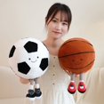thumbnail image 3 of Almohada redonda de peluche de fútbol realista para niños, juguete de felpa para niños, regalo para bebés, decoración de fiesta de pelota de Mascota, Kawaii, 3 of 4