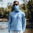 thumbnail image 6 of Havenx Mens UPF 50+ Fishing Shirts Long Sleeve Uv Protection Hoodie with Zip Pockets Quick Dry Hooded Shirt Rash Guard with Mask Cooling Lightweight Outdoor Hiking Fishing Clothing,Sky Blue 2XL, 6 of 6