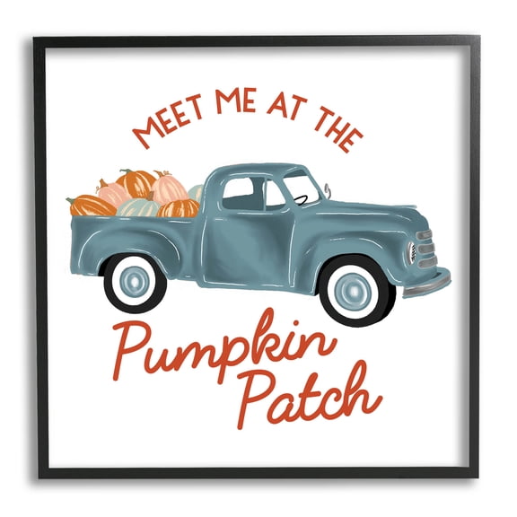Stupell Industries Seasonal Meet Me Pumpkin Patch Graphic Art Black Framed Art Print Wall Art, Design by The Saturday Evening Post