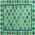 thumbnail image 1 of Ahgly Company Machine Washable Indoor Square Abstract Turquoise Blue Modern Area Rugs, 6' Square, 1 of 4