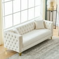 thumbnail image 6 of Newest 80"Velvet Sofa,3 Seater Deep Seat Sofa,Modern Sofa with Button Nailhead,Square Arm Couches,Furniture for Living Room,Bedroom,Office(Beige), 6 of 9