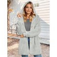 thumbnail image 6 of Warm Fleece Jackets for Women, Fuzzy Hooded Casual Coats Cardigan Sweaters Outerwear with Pockets Light Gray M, 6 of 8