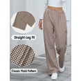 thumbnail image 4 of Aivtalk Womens Striped Gingham Pants Cotton Pajama Lounge Boxer Pants Casual Plaid Pj Bottoms Y2K Beach VacationTrousers with Pockets Coffee brown 2XL, 4 of 7