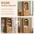 thumbnail image 7 of Aitjunz 77.6" Tall Pantry Cabinet, Kitchen Pantry Storage Cabinet with Adjustable Shelves, Open Storage and 2 Fluted Doors, Freestanding Kitchen Cabinet for Dining Room, Natural, 7 of 7