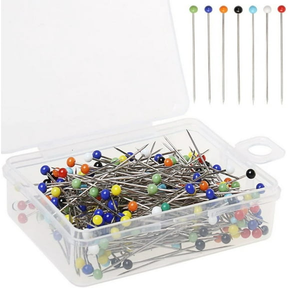 250Pcs Sewing Pins for Fabric, Straight Pins with Colored Ball Glass Heads, Quilting Pins for Dressmaker, Jewelry DIY Decoration, Craft and Sewing, 1.5inch