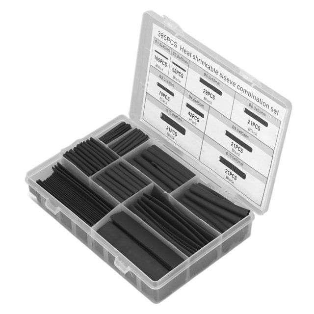 Heat Shrink Tubing Kit, Various Sizes Flame Retardant Tube Wrap Electric Insulation 385Pcs For Cable